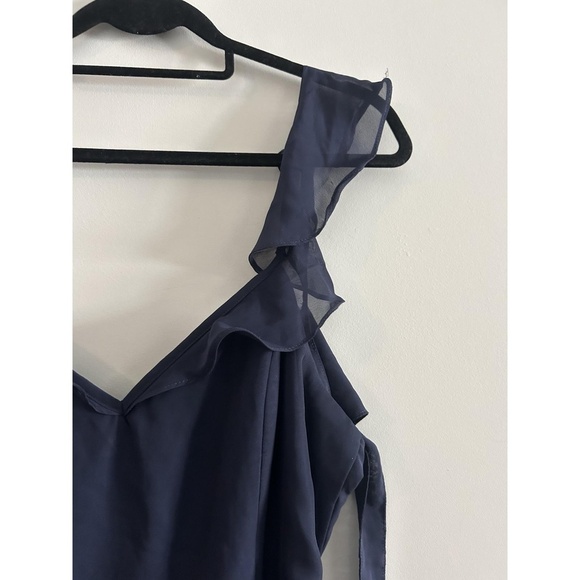 Wedding Guest Lulus Sweetest Entrance Navy Blue Ruffled Tie-Back Maxi Dress XL - Picture 3 of 8